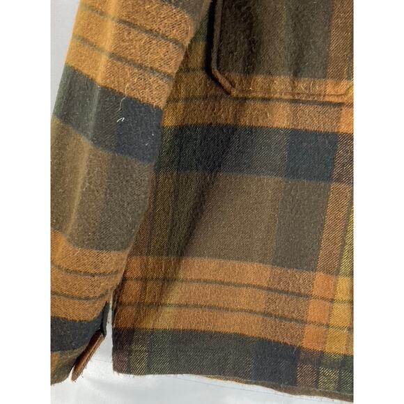 VOLCOM Men's Brown Plaid Workwear Wool-Blend Button-Up Jacket SZ M - Picture 4 of 12